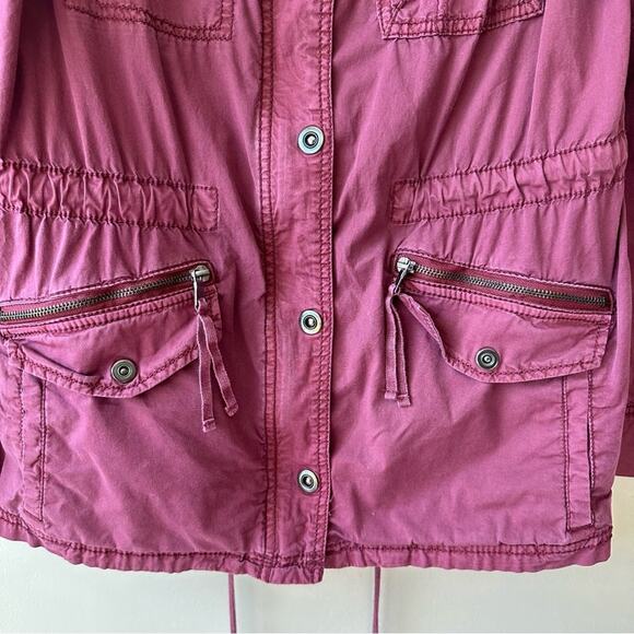 Marrakech by Anthropologie Utility Jacket Field Jacket Anorak Burgundy Medium - Picture 3 of 13